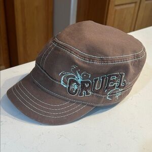 Cruel Girl Tan Hat with Blue Accents